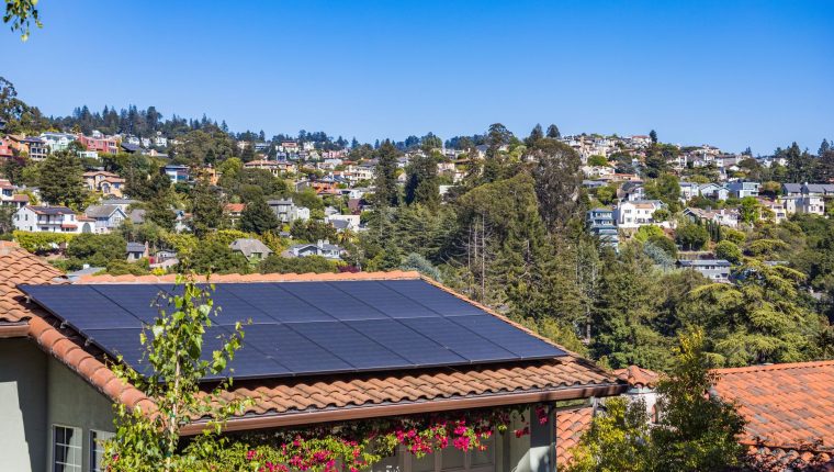 a house with solar panel on the roof