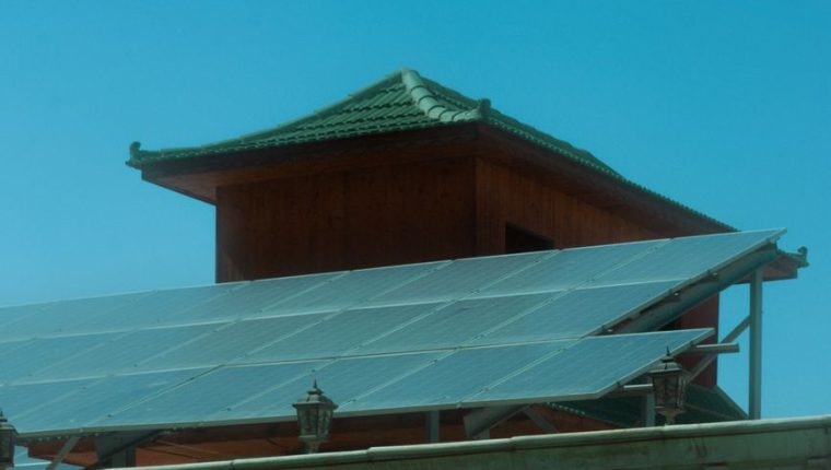 solar panels on pagoda