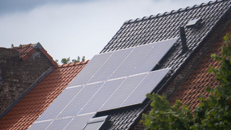 a roof with solar panels on it