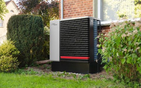 modern heat pump in residential setting
