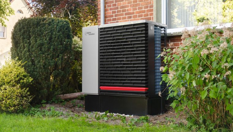 modern heat pump in residential setting