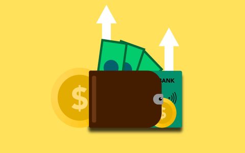 wallet with coins banknotes and credit card for payment