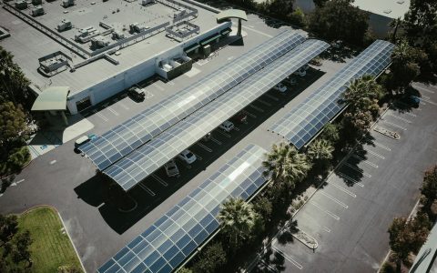 aerial footage of solar panels