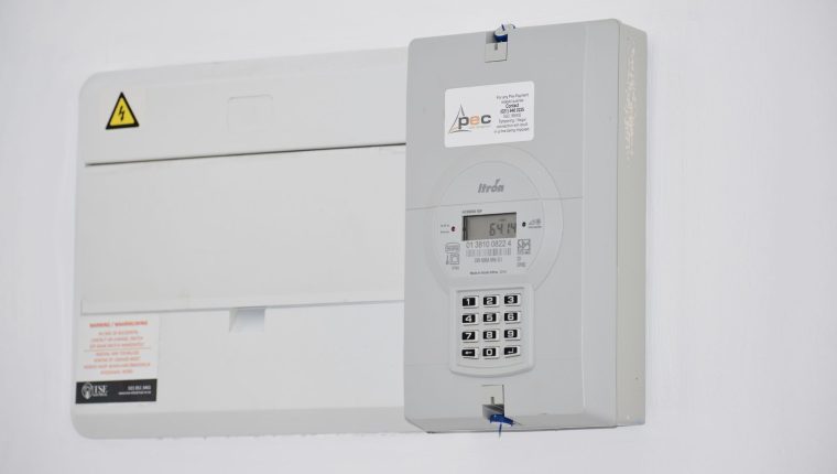 electricity box on white wall