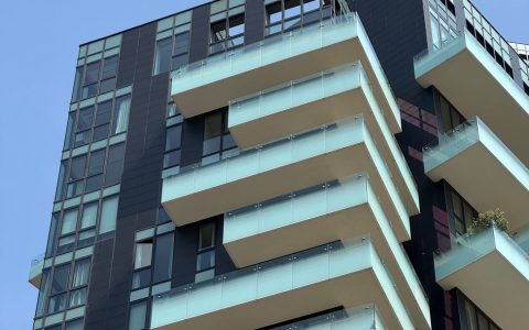 modern architecture of residential building in milan