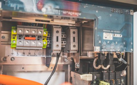 detailed close up of solar inverter internals
