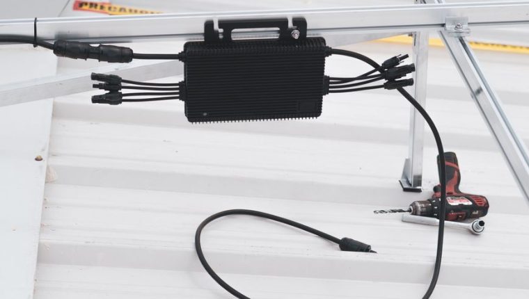 solar charge controller installed on purlins